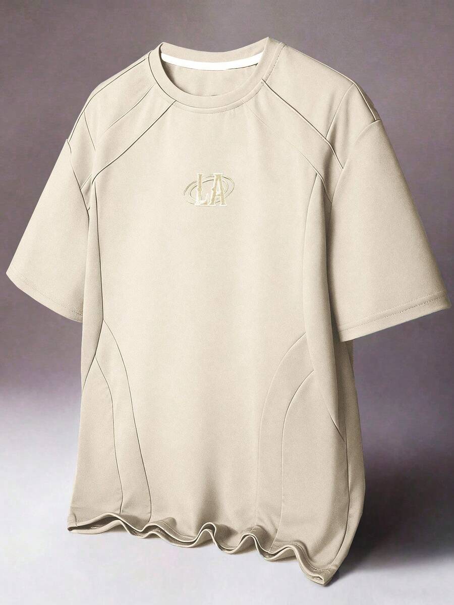 STYNVO Men's Casual Solid Color Short Sleeve T-Shirt, Summer - Apricot - View 1