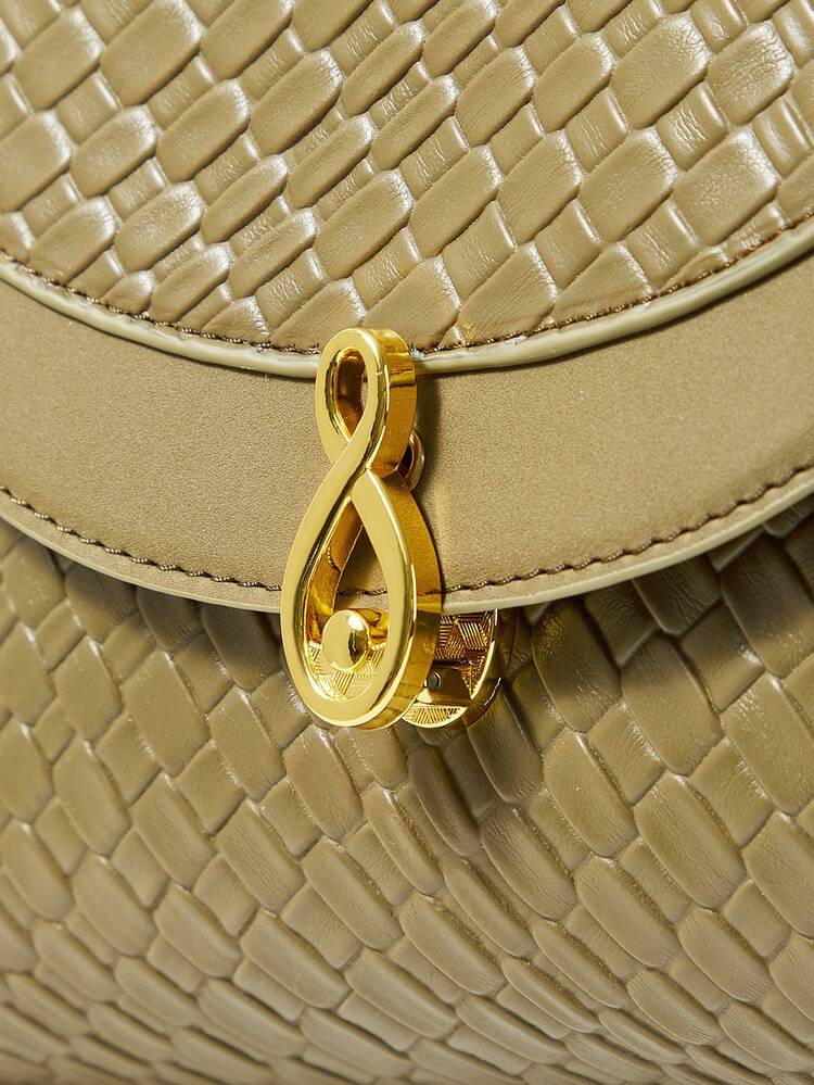 LADIES HANDBAG, STYLISH PU WOVEN EMBOSSED, EXQUISITE BUCKLE HANDBAG, VERSATILE FOR DAILY COMMUTING AND VACATION