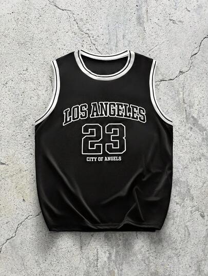 EVRINFINITE Men's Digital Printed Basketball Tank Top , Sleeveless Jersey Letter Brooklyn Color Block,Basketball Tanks Tops / Basketball Jersey Vest,Street Sports Vest