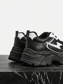 Vate 休闲舒适系带女式坡跟运动鞋 - 黑色 - 查看 3