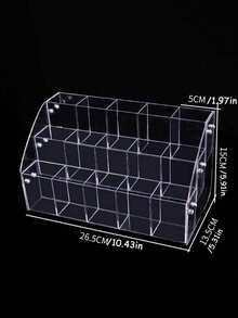 1PC Large Capacity Slanted Design Desktop Multifunctional Storage Clear Acrylic Pen Display Stand For Office School Home Desk Organization Pen Organizer Pencil Holder - Transparent - View 5