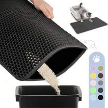 Double Layer Honeycomb Waterproof Cat Litter Mat Large Hole Non Stick Litter Feet For Indoor Home Pet Area Easy Clean Reusable Odor Control Washable Pet Supplies - Dark Grey - View 3