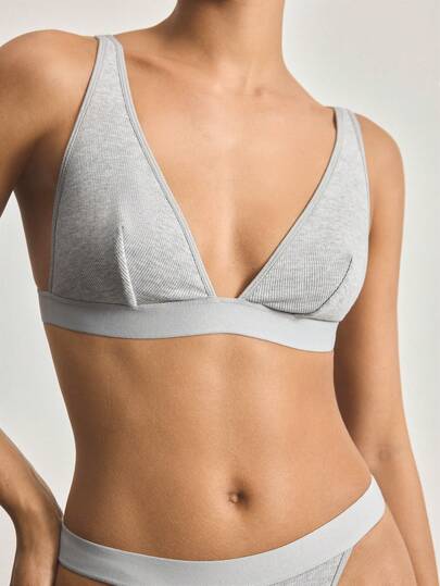 Ocili Áo ngực nữ màu trơn xếp ly, kiểu dáng thường ngày, thoải mái.