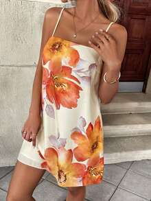 Cévolie Vestido de tirantes casual de vacaciones con estampado floral para mujer - Multicolor - Ver 5