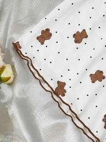 SHEIN Tween Girl Black And White Polka Dot Teddy Bear Pajamas,Summer Cute Floral Ribbon Bow Camisole & Shorts 2pcs Comfy Home Wear Sleep Loungewear Pj Set - Multicolor - View 5