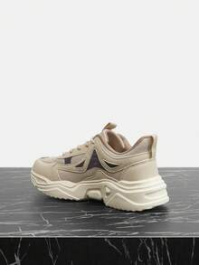 Vate Women's Silver Thick Sole Chunky Sneakers, Comfortable & Breathable - Apricot - View 3