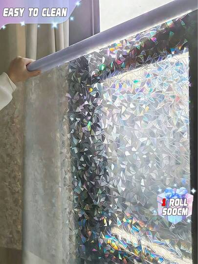 1 Roll Of Colorful Privacy Glass Film With Rainbow Effect, Sunscreen, Electrostatic Adsorption, Window Sticker Suitable For Home Decoration, 19.68 Inches Wide