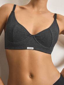 Ocili 1件灰色休闲钢圈轻薄衬垫提拉丰胸文胸（女士款） - 深灰色 - 查看 7