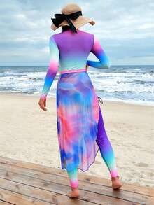 Swim Shayni Traje de baño de una pieza con efecto degradado para vacaciones en la playa - Rosa - Ver 3
