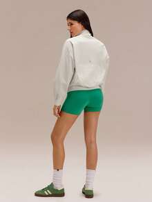 GLOWMODE Go With The Glow Waist-Length  Sunproof Elastic Ribbed Cuffs Hem Two-Way Zipper Back Pocket Relaxed Fit Bomber Jacket Running Jogging Outdoor Daily Active Wear - White - View 7