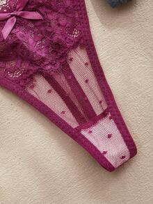Charlaine 3pcs/Set Women Lace Bow Tie Sexy G-String Panties - Multicolor - View 4