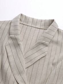Franclia Women's Striped Knotted Casual Versatile Commuting Blazer - Khaki - View 4