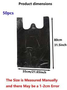 50PCS Plastic T-Shirt Bags With Handles, Polyethylene Shopping Bags, Large Black Garbage Bags, Kitchen Garbage Bags, Vegetable Bags, Grocery, Vegetable, Fruit, Snack Large Garbage Bags - Convenient, - Multicolor - View 11