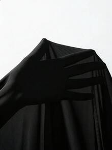 KIZN 阔腿裤 高腰飘逸网眼长裤 优雅晚装休闲装 节日舞会裤 - 黑色 - 查看 7