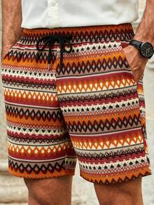 HIMLAND 男士抽绳腰带撞色休闲百搭日常短裤 - 彩色 - 查看 5