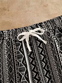 HIMLAND Pantalones rectos casuales de hombre con cintura elástica y holgados - Blanco y Negro - Ver 7