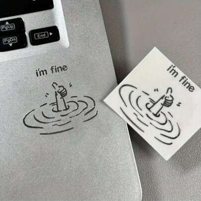 MINKOJA 1/3PCS I'm Fine Funny Sarcastic Metal Stickers - Waterproof Glossy Paper Laptop Decals With Humorous "I'm Fine" Design, Easy Peel & Stick For DIY Tech Accessories (One-Time Use)