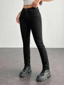 EURMUSE Solid Tapered Jeans - Grey - View 4