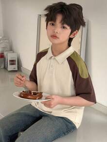 Dazy Kids Tween Boy Casual Colorblock T-Shirt, Summer - Khaki - View 6