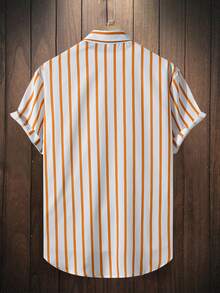 Manfinity Homme Men Random Vertical Striped Shirt Without Tee Stripe Shirt For Menstriped Shirt Menstripe Shirtmen Summer Shirt - Orange - View 2