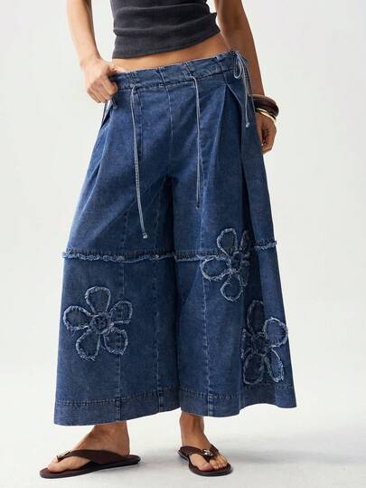 Bohemela 女士休闲纯色梭织宽松阔腿裤