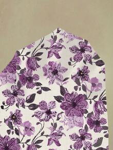 Rusticease Bộ 2 món áo trơn màu + chân váy in họa tiết dành cho nữ, trang phục mùa hè, bộ chân váy, bộ áo và chân váy, bộ chân váy in họa tiết dành cho nữ. - Màu tím - Xem 7