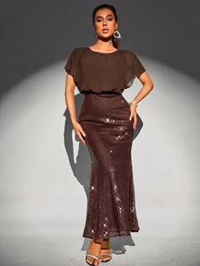 SHEIN Belle Glitz And Glam Dress Party Dress For Women Holiday Dress For Women Dinner Dresses For Women Party Dress For Women Summer Holiday Festival Vintage - Brown - View 5