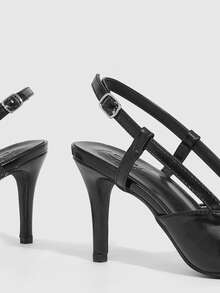 CUCCOO SZL Chaussures pour femmes, nouvelles chaussures à talon fin et à bout pointu en miroir noir pour le printemps et l'automne. Chaussures à talons hauts à tige basse pour femmes. Chaussures à bride arrière polyvalentes pour le travail de bureau, les dîners et les sorties - Noir - Voir 5