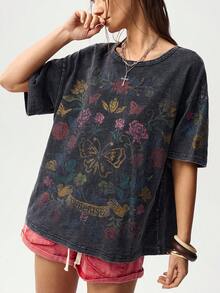 Bohemela Casual Solid Color Knit Round Neck Loose Short Sleeve T-Shirt For Women,Summer Top - Black - View 3