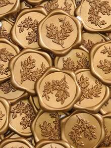 30 Piezas de Sellos de Cera Adhesivos, Sellos de Sobres Hechos a Mano, Sellos de Cera Adhesivos con Diseño de Eucalipto para Sobres de Invitaciones de Boda, Perfectos para Invitaciones, Navidad, Envolver Regalos, Fiestas, Bodas, Sobres - Bronce - Ver 8