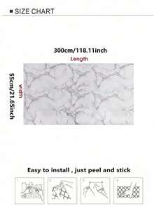 1 Roll Marble Contact Paper Peel And Stick Countertops For Kitchen Waterproof Contact Paper For Desk Rose Pink Marble Countertop Covering Adhesive Vinyl Wrap Renter Friendly Wallpaper - Black and White - View 13