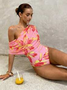 Swim Glamine 针织花卉数码印花性感无钢圈比基尼套装，优雅夏季女士泳装，适合度假、派对、海滩等场合 - 彩色 - 查看 3
