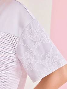 SHEIN X Care Bears Áo thun nữ cổ chữ V in hình hoạt hình. - Hồng - Xem 8