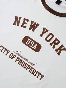 PAVTROS Men's Letter Print T-Shirt And Shorts Set - White - View 3