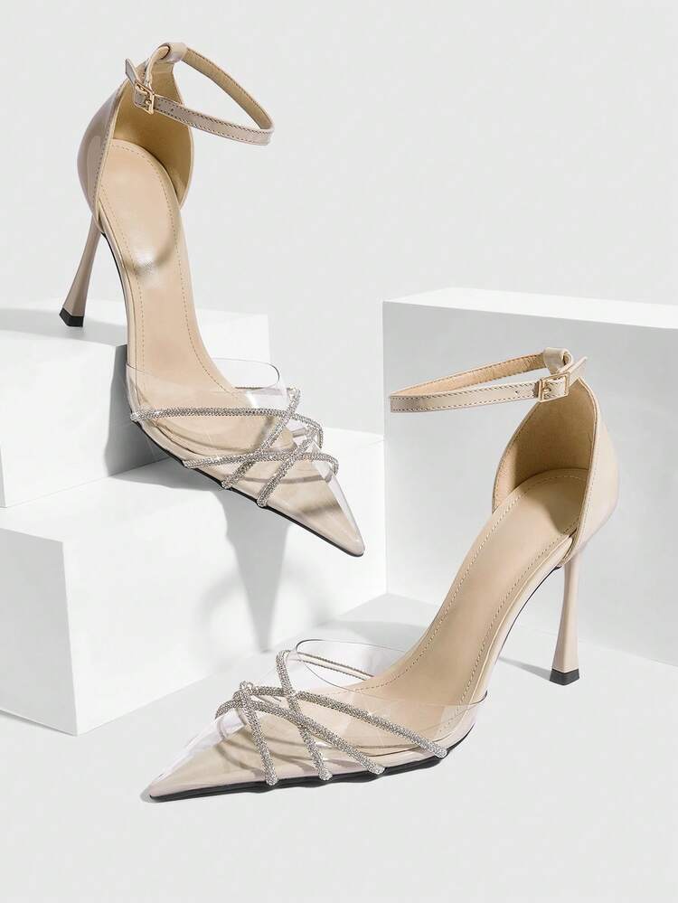 CUCCOO SZL Women's Pointed Toe Buckle Design Fashionable High Heels For Daily Wear