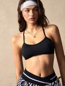 VARSIVA Women's Solid Color Backless Sexy Criss-Cross Tight Fit Sports Bra - Black - View 8