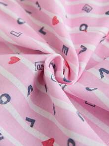 SHEIN 2 Pcs Multipack Love Stripe Heart Pink And Blue Patterned Elastic Waist Comfort Relaxed Casual Sleep Shorts 2 Pcs Set - Multicolor - View 8