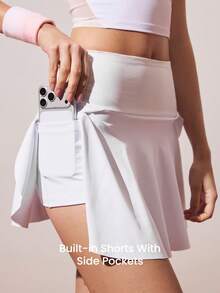 CourtClass Women's Tennis Outfit With Mesh Back, Sports Bra And Skirt, 2 Pieces Set - White - View 6