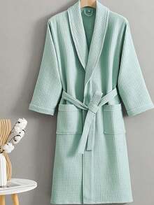 SHEIN 1件华夫格纯棉浴袍 成人男女纯棉浴袍 春夏浴袍 民宿酒店SPA浴袍 吸水速干 宽松多色 浴室用品 家居用品 - 彩色 - 查看 25