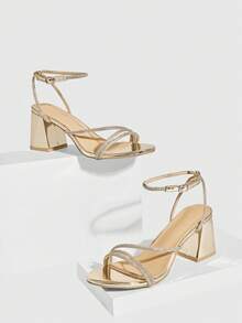 CUCCOO SZL Giày sandal cao gót thời trang nữ - Vàng - Xem 3