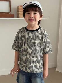 Hapijoa Áo thun ngắn tay in họa tiết toàn thân phong cách thường ngày cho bé trai, thích hợp cho mùa hè. - Xám - Xem 5
