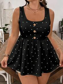 SHEIN LUNE Áo kiểu chấm bi dáng rộng dành cho nữ, thích hợp mặc đi chơi và hẹn hò. - Nhiều màu - Xem 4