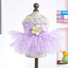 PETSIN 1pc Pet Light Luxury Princess Style Dress, Cat And Dog Universal Clothes, 3D Three-Dimensional Flower Love Bow Decoration Dress, Multi-Color Optional - Multicolor - View 19