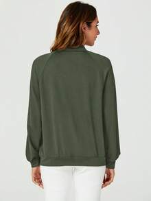 TaskEZ Raglan Sleeve Casual Scrub Uniform Jacket - Army Green - View 2