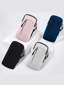 1PC Sports Waterproof Arm Bag Solid Color Polyester Fiber Zipper Closure Universal Adjustable Wristband Phone Pouch For Running Hiking Fitness Outdoor Cycling Workout Sports Accessories - Multicolor - View 2