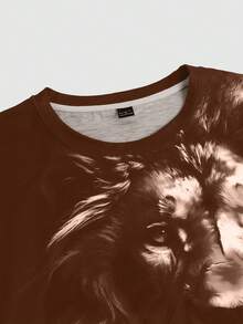 Manfinity Roughcore Men's Lion Print Round Neck Short Sleeve Casual T-Shirt - Multicolor - View 4