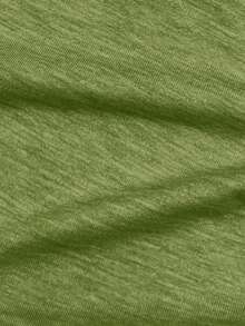 EMERY ROSE Solid Color V-Neck Raglan Sleeve Casual Summer Top - Green - View 6