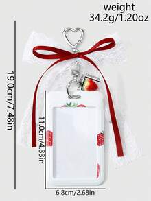 ROMWE Kawaii 1/2 隨機配色 新Ins創意甜美可愛 百搭手工串珠 白色仿珍珠蕾絲 紅色網格蝴蝶結 3D草莓櫻桃印花壓克力滑蓋卡套 校園卡套 星卡套 交通卡套 證件卡套 DIY鑰匙圈配件 包掛件 組合套裝 適合上班族 學生 派對愛好者 姐妹 女友 日常配戴 節日禮物 - 多色-1 - 查看 9