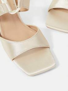 CUCCOO HITCHD Fashionable Satin Square Toe High Heel Sandals, Suitable For Autumn & Summer - Rose Gold - View 4