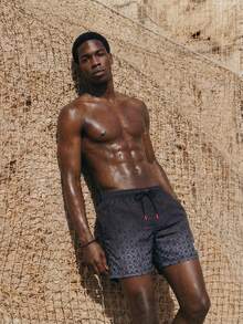 Palasendo Men's Fashion Casual Beach/Swim Shorts, Suitable For Summer, Hawaiian - Grey - View 5